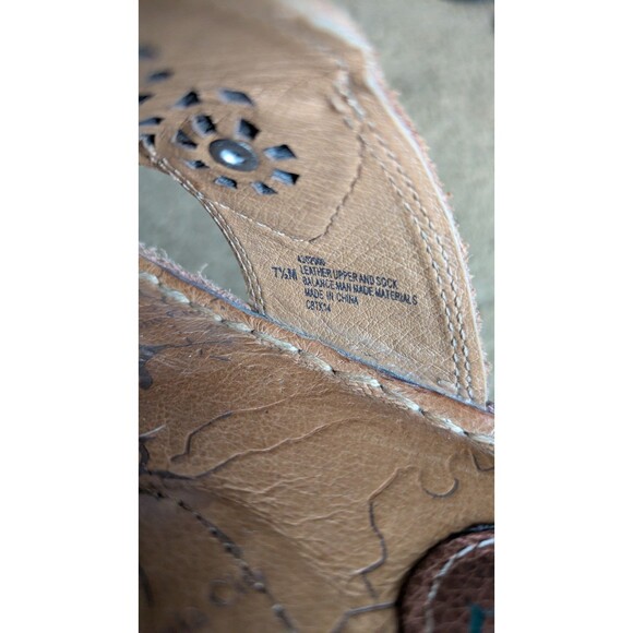 Montana Artisan Crafted Sandals 7.5 M Brown Leather Accent Comfort Insole - Picture 6 of 6